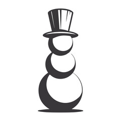Stylish tall snowman silhouette with top hat and modern winter character design. Its stylized outline makes it ideal for holiday graphics, winter branding, and modern seasonal designs.