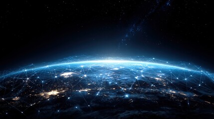 Global Network Connection over Planet Earth: A Digital Communication and Technology Concept