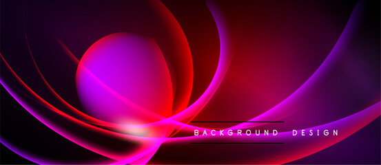 Abstract design features vibrant pink, red curves. Smooth gradients create dynamic flow, modern aesthetic. Background text reads background design.
