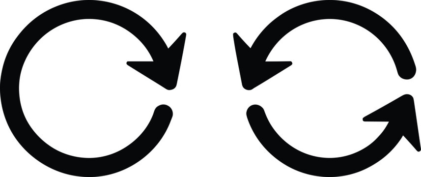 Refresh and reload arrow icon vector set featuring circular rotation symbols for update, sync, and interface design projects