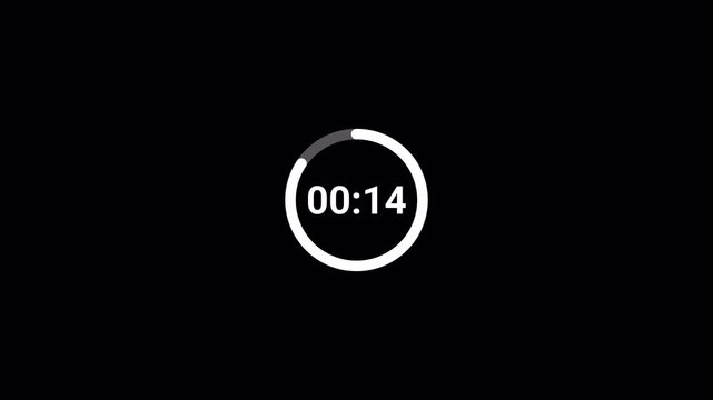 20 seconds countdown animation with transparent background, countdown timer from 20 seconds to 0 seconds, twenty seconds  countdown timer with alpha channel in 4k.	