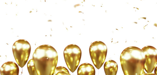 Birthday and celebration banner with balloons and confetti. New Year, anniversary, or birthday party concept. Colorful balloons filled with confetti 4k Video. Birthday balloons and confetti