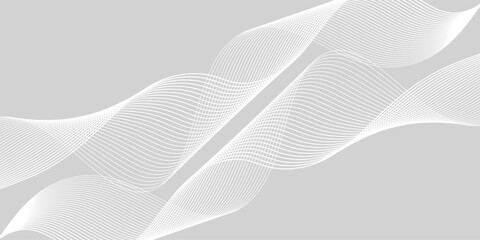 Futuristic gray white abstract background with shining wave lines pattern for banner, wallpaper, cover. Vector illustration