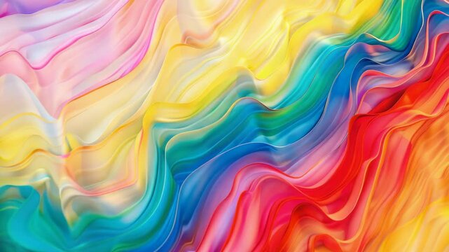 Colorful abstract painting on mural with flowing lines and bold colors.
