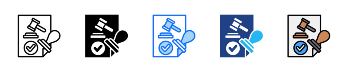 Legal Approval Icon Set Multiple Style Collection
