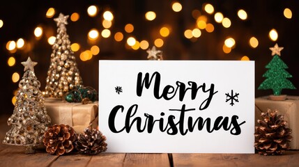 Christmas greeting card with festive decorations and transparent background