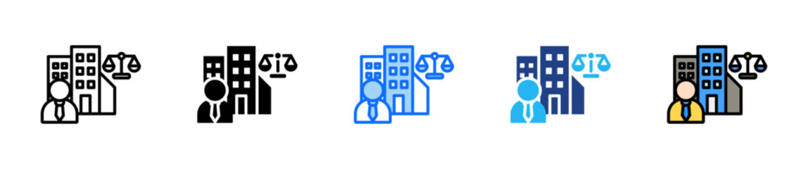 Corporate Law Icon Set Multiple Style Collection