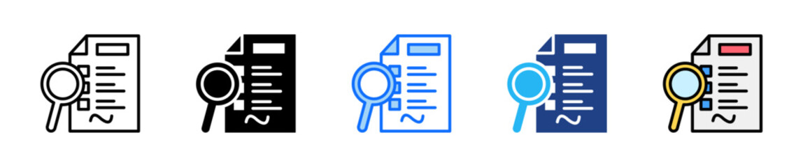 Contract Review Icon Set Multiple Style Collection