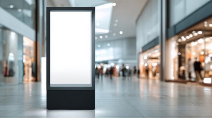 Blank Digital Signage Kiosk in Modern Mall Interior Mockup for Advertising and Promotional Campaigns