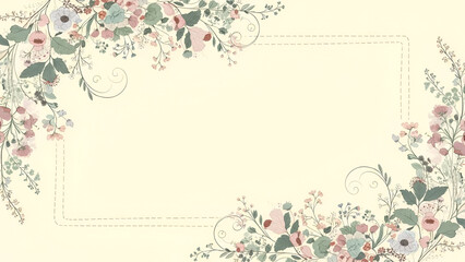 Elegant floral design frame with pastel flowers for stationery, greeting cards, announcements, and wedding invitations