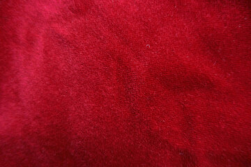 Macro of scarlet red velour cotton fabric