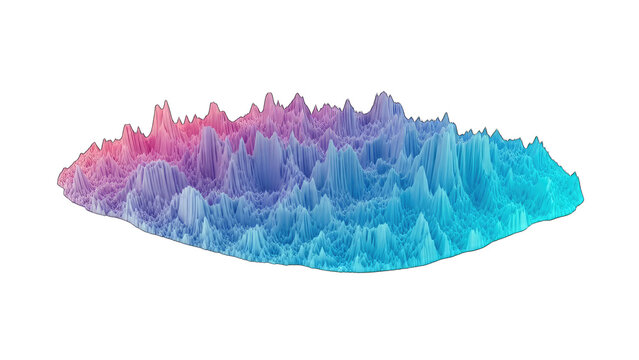 Abstract 3D Terrain Rendered with Colorful Gradient - Powered by Adobe