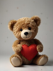 A cute teddy bear hold a biig heart with love
