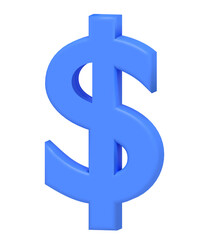 3D Render of a Blue Dollar Sign