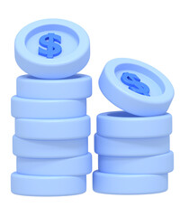 3D Render of Stacks of Coins