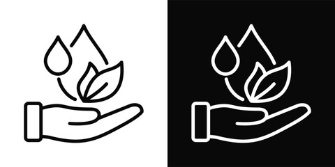 Water Conservation Icon White And Black Background Style