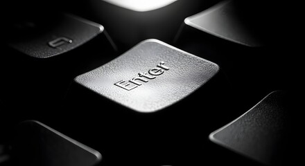 Enter key keyboard computer button technology black and white close up macro input device pc tech dark keys