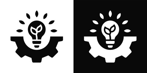 Green Innovation Icon White And Black Background Style