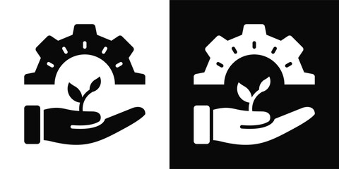 Environmental Stewardship Icon White And Black Background Style