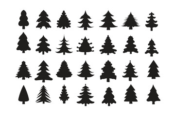 Christmas-tree outline, Evergreen Christmas tree icon vector. Festive Holiday Line Art Illustration