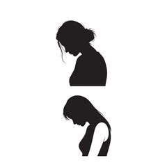 Sad Girl Silhouette Vector Set Black and White

Sad Girl Emotional Silhouette Minimal Vector Illustration

Sad Girl Black White Human Silhouette Collection