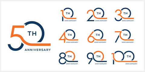 Collection of anniversary logo design template. Celebration day special vector symbol concept icon	