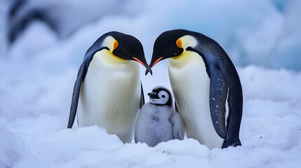 Obraz premium Perfect Image Of Penguin Love And Care High Resolution Picture