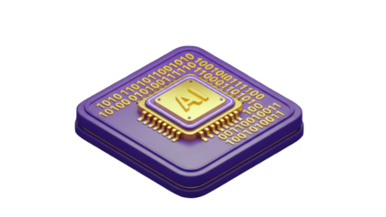 AI Chip with Binary Code: Futuristic Technology Concept