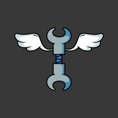Winged Wrench Symbol of Mechanical Creativity.eps