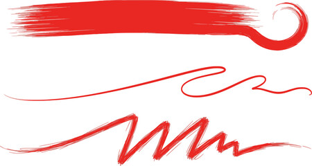 Hand drawn colorful hatchings and underlines on white. Freehand colored art. Sketchy elements for posters and flyers. Line art