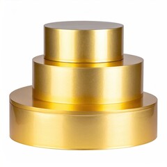 Gold tiered round lids, cylindrical, metallic finish