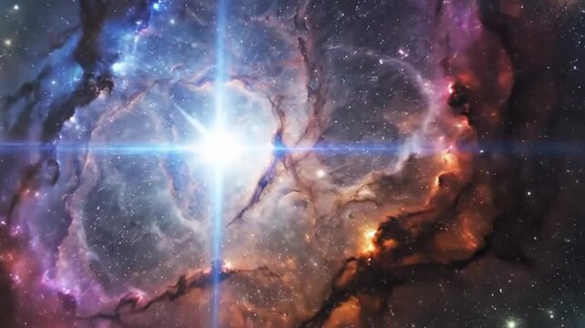 Exploring a Cosmic Nebula Scene with Bright Star at the Center