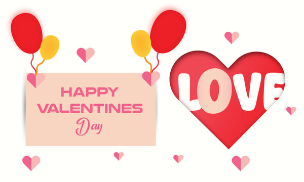 lentine&rsquo;s Day Love Card with Heart Shape and Balloons &ndash; Romantic Greeting Design
