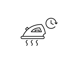 Iron and clock. Home appliances timed use, guarantee and eco-friendly behavior. Pixel perfect, editable stroke vector icon