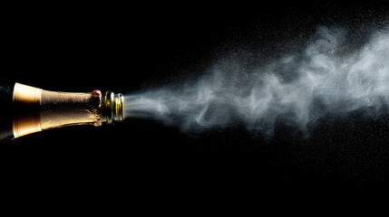 Champagne bottle opening with spray