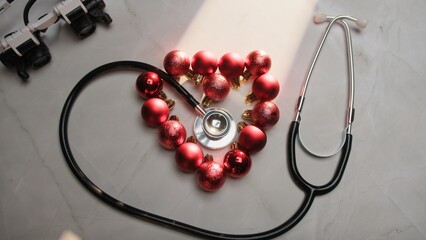 Cardiologist Doctor Wishes Merry Christmas With A Heart Stethoscope Background