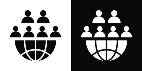 Population Icon White And Black Background Style