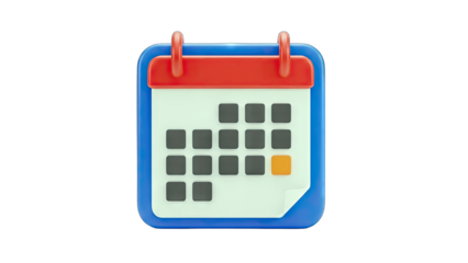 3D Calendar Icon Showing Date and Time