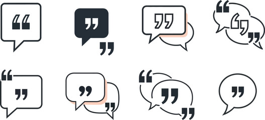 speech bubbles with quotation marks - Vector icon symbol for website - Icon vector - Blue icon vector - Line and glyph solid icon and logo template