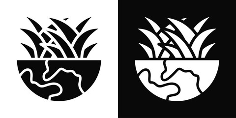 Grassland Icon White And Black Background Style