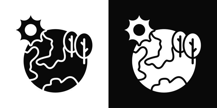 Earth Icon White And Black Background Style