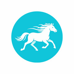 Graceful White Horse Galloping with Flowing Mane and Tail.