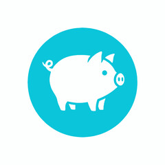 Simple white piggy bank icon in a blue circle.