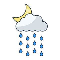 Moonlit Rain Cloud Illustration