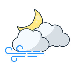 Breezy Night Weather Illustration