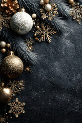 Naklejka premium I designed this realistic Christmas card or pizarra for a menu for a holiday party with decorative elements and room for text or images