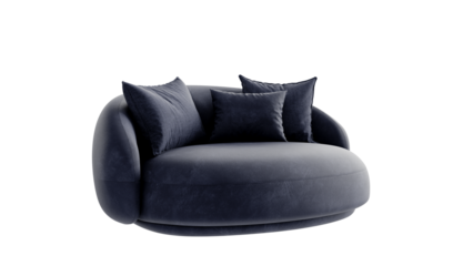 Contemporary round couch on an isolated background. Furniture for collages, graphics designs, and presentations.
