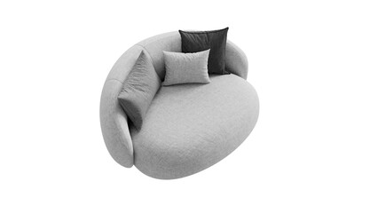 Modern white textile couch on an isolated background.  Furniture for advertising, presentations, and marketing materials.
