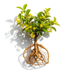 Mature guggul tree sapling with resin and flowers