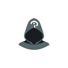 A mysterious hooded figure with a question mark symbol on its hood, representing anonymity or uncertainty.